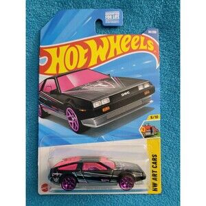 2025 HOT WHEELS HW ART CARS DMC DELOREAN In Black #5/10 #36/250 Pink Windows